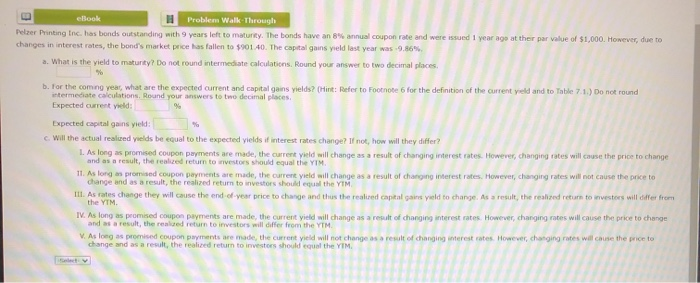  eBook Problem Walk Through Pelzer Printing Inc. has bonds outstanding with