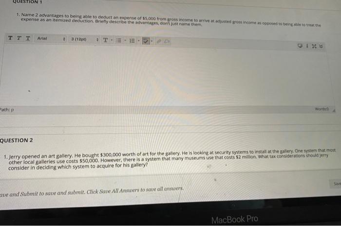 able to deduct an expense of 55.000 from gross income to ter