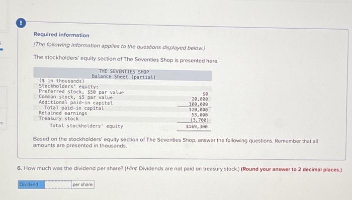 Required information [The following information applies to the questions displayed below] The