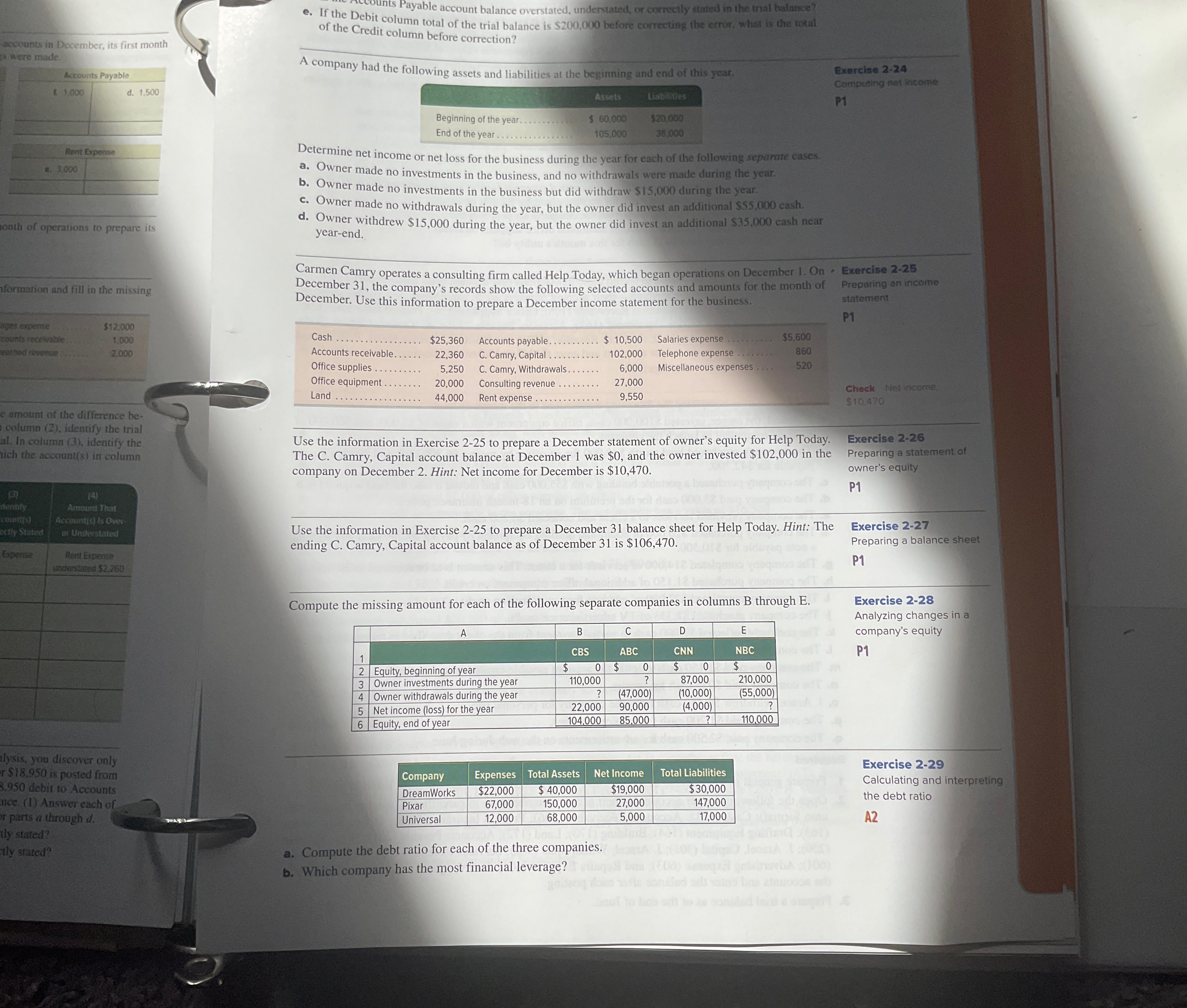  Please help me with 2-26, and 2-27 show work. I did