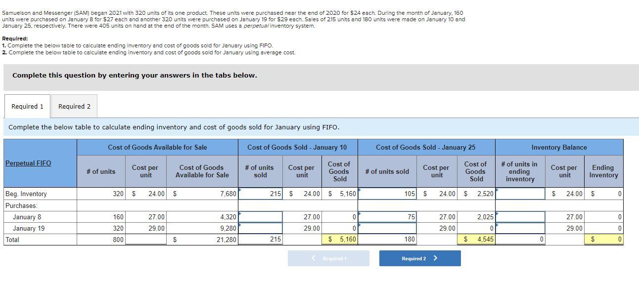 units of its one product. These units were purchased near the end