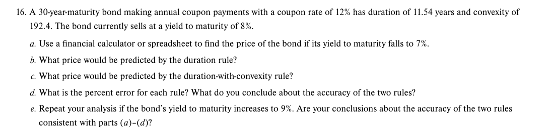  answer a-e A 30- year-maturity bond making annual coupon payments with