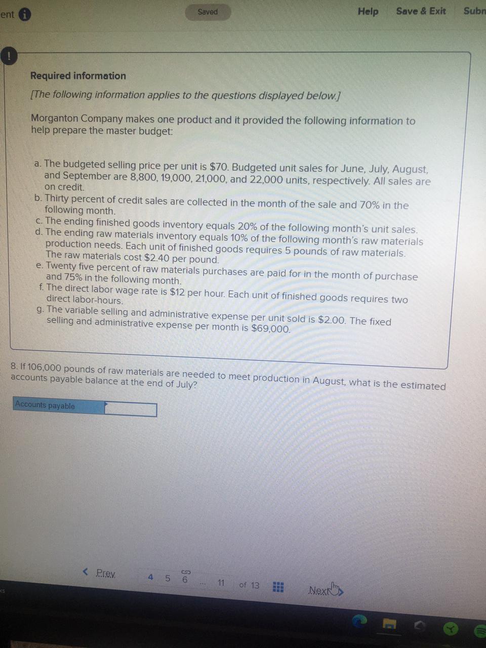  ent Saved Help Save & Exit Sub Required information [The following