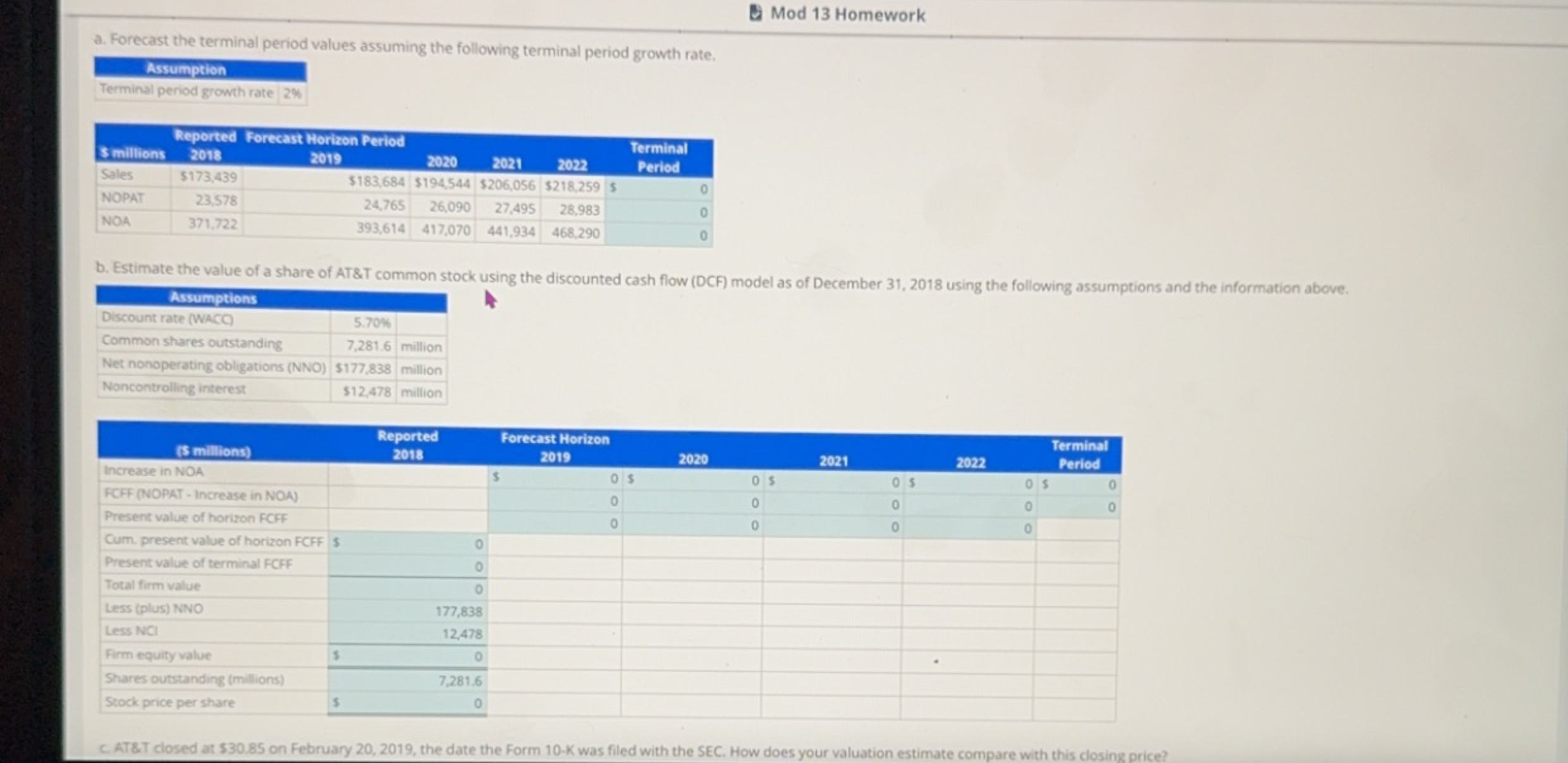  Estimating Share Value Using the DCF Model Following are forecasted sales,