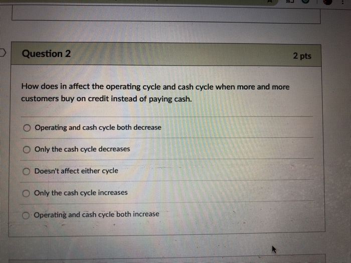  D Question2 2 pts How does in affect the operating cycle