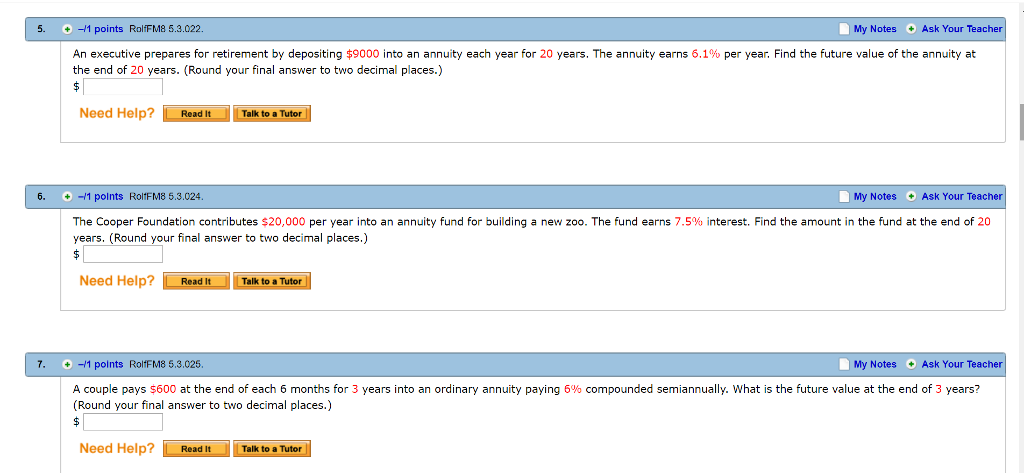 5. -1points RolfFM8 5.3.022. My Notes Ask Your Teacher An executive