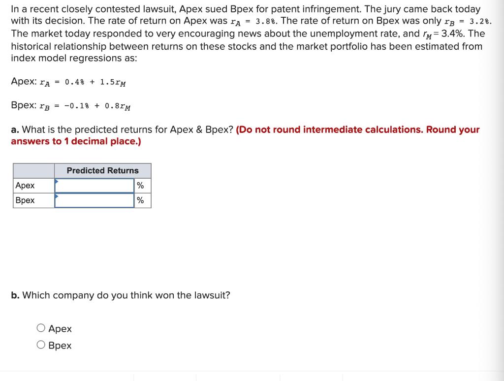In a recent closely contested lawsuit, Apex sued Bpex for patent