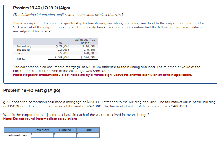  Problem 19-40(LO 19-2)(Algo) [The following information applies to the questions displayed