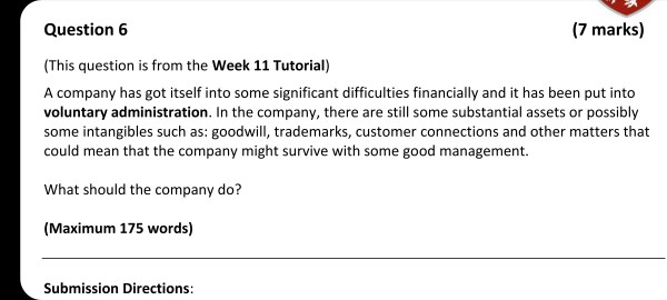 Question 6 (7 marks) (This question is from the Week 11