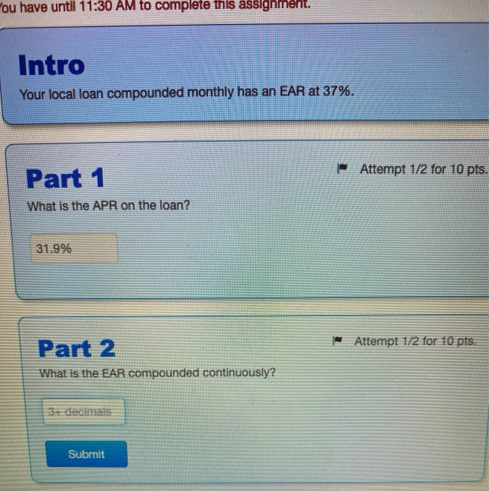  ou have until 11:30 AM to complete this assignment. Intro Your