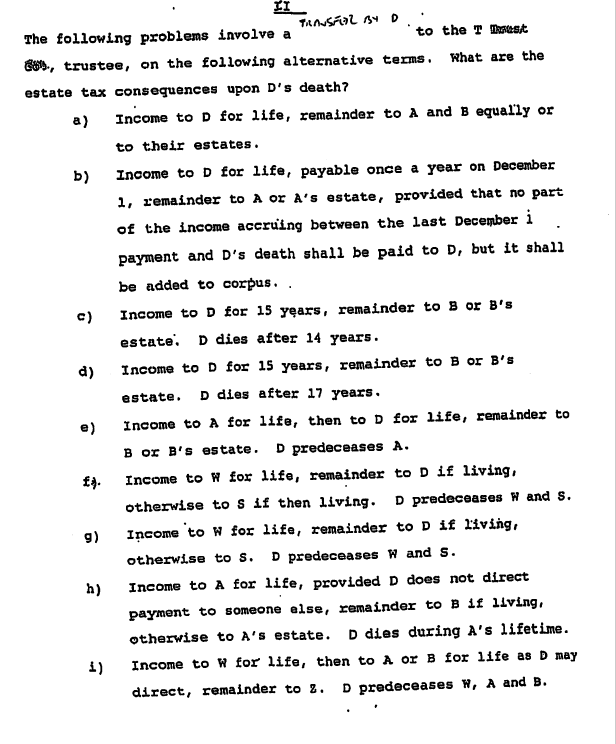  b) II TRANSFER BY D The following problems involve a to