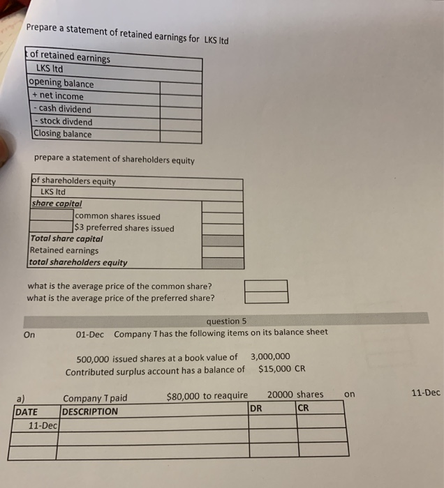 $4 each for cash c) company issued 500 $2 preferred shares to