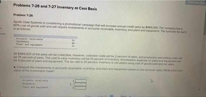 i need answer for this Problems 7.26 and 7.27 Inventory at Cost