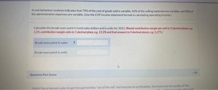 budgeted income statement for the Karen and Paul partnership for 2022 is