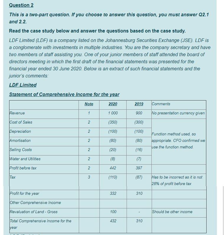 There are only 2 questions Question 2 This is a two-part question.