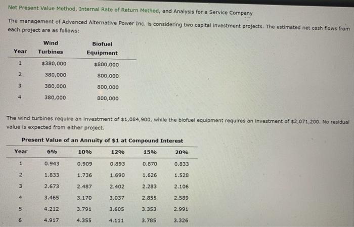  Net Present Value Method, Internal Rate of Return Method, and Analysis