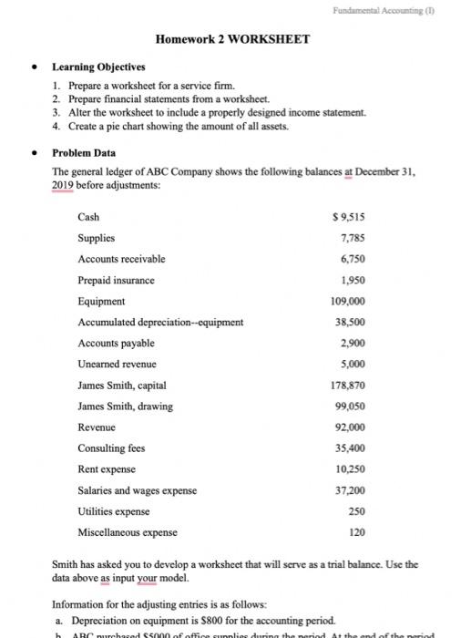  - Learning Objectives 1. Prepare a worksheet for a service firm.