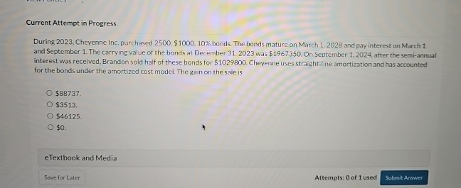  Current Attempt in Progress During 2023, Cheyenne Inc, purchased 2500, $1000,10%