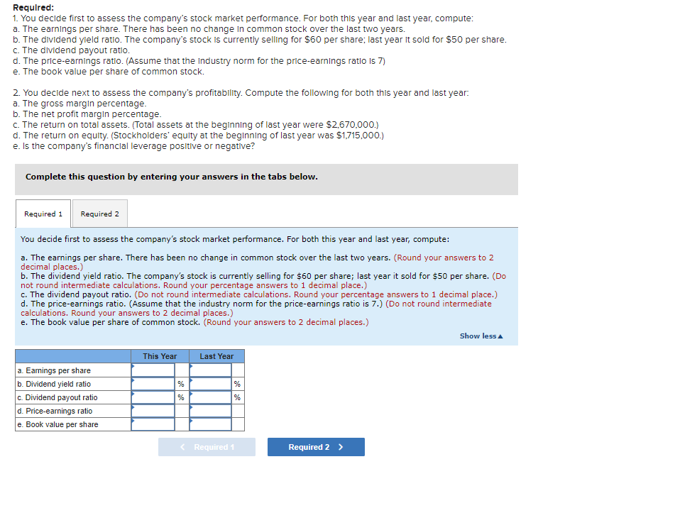 Financial Ratios for Assessing Profitability and Market Performance [LO16-5, LO166] Paul Sabin