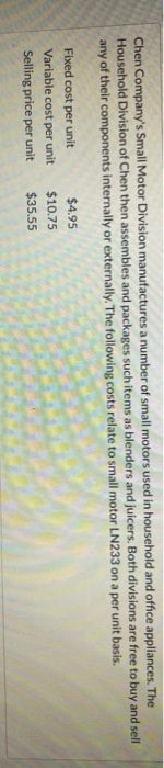  Please find Letter B (A)The minimum transfer price is $10.75 per