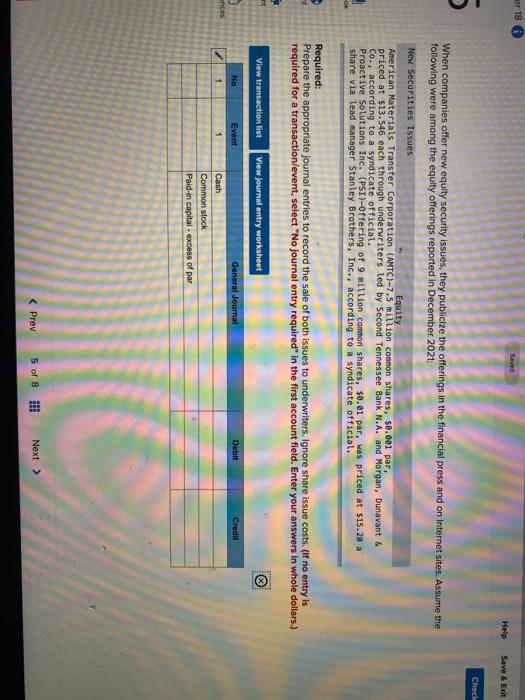  er 18 Savet Help Save & Exit Check 5 When companies