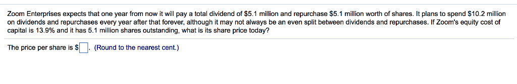 Zoom Enterprises expects that one year from now it will pay