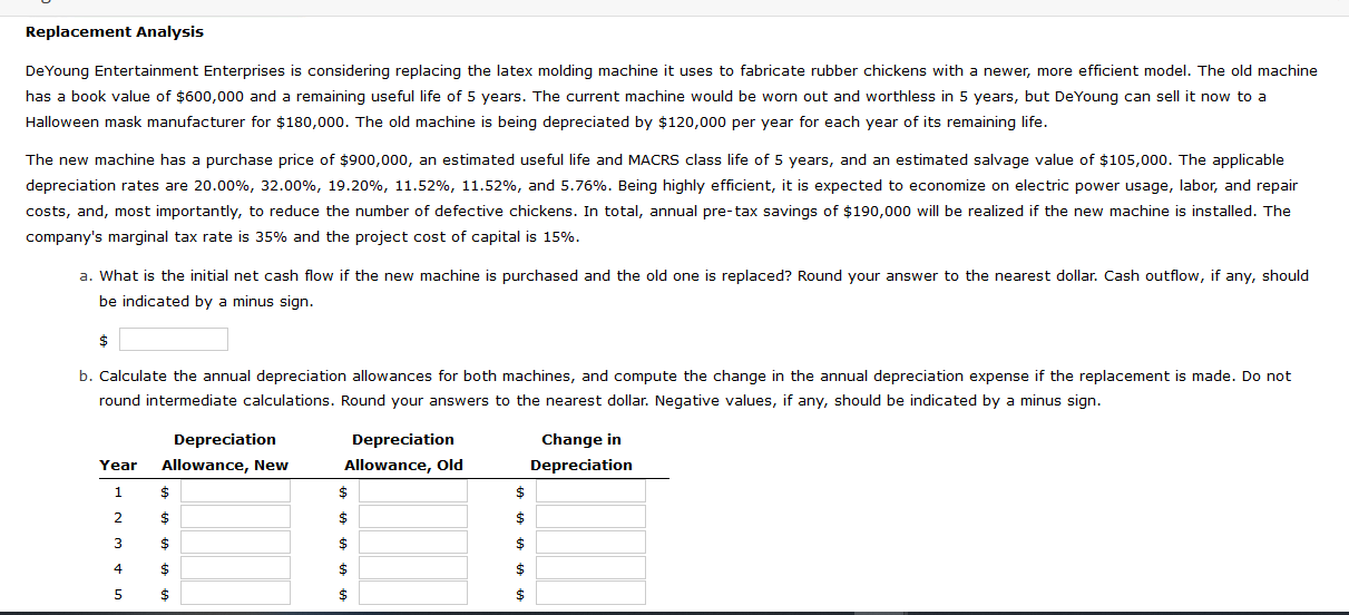  Replacement Analysis De Young Entertainment Enterprises is considering replacing the latex