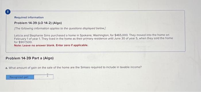 acct 387 ch 14 q 2345 Required information Problem 14-39 (LO 14-2)