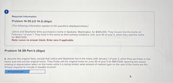 (Algo) [The following information applies to the questions displayed below.] Leticia and