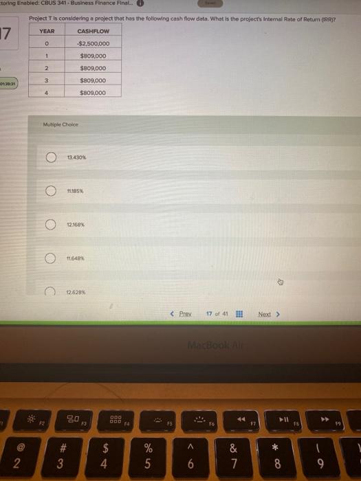  toring Enabled: CBUS 341 - Business Finance Final Project is considering