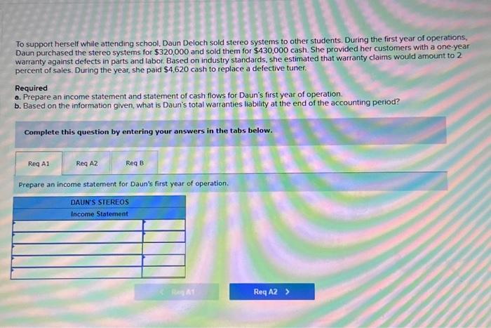  To support herself while attending school, Daun Deloch sold stereo systems