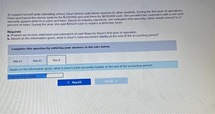 stereo systems for $320,000 and sold them for $430,000 cash. She provided