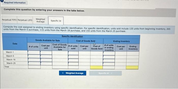 (a) FIFO, (b)LFO,(c) weighted average, and ( d ) specific identification, For
