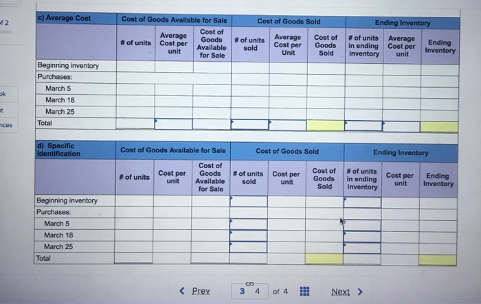 and (d) specific identification. For specific identification, the March 9 sale consisted