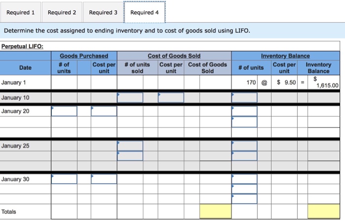 Sales Jan. 20 Purchase Jan. 25 Sales Jan. 30 Purchase 120 units