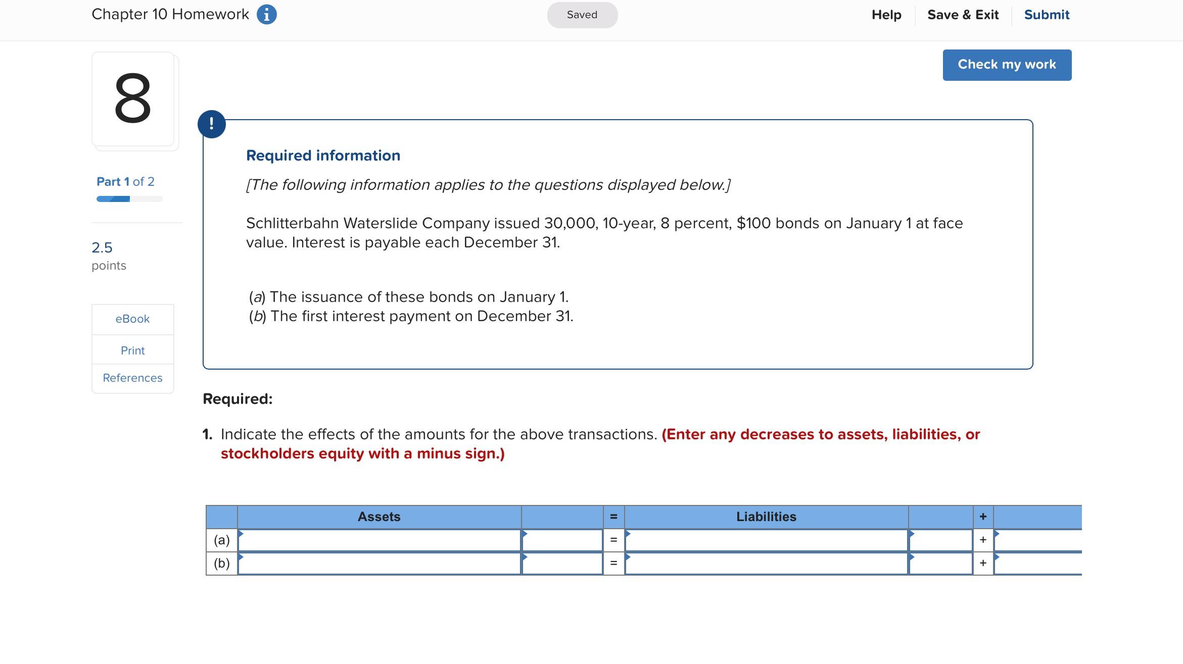  Chapter 10 Homework (i Help Save & Exit Submit ! Required
