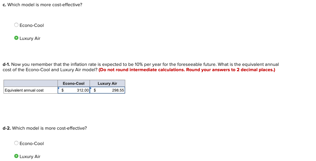 Annual Annuity (LO5) Econo-Cool air conditioners cost $325 to purchase, result in