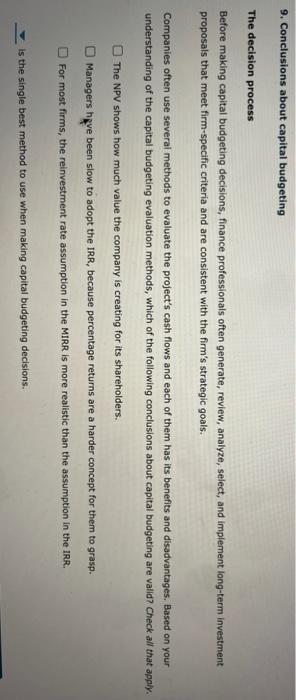 various costs of capital. A project's NPV profile is shown in the