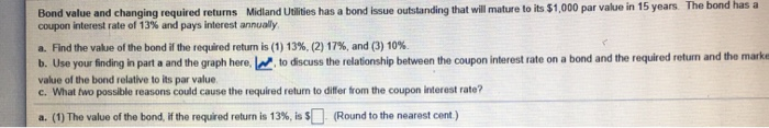  Bond value and changing required returns Midland Utilities has a bond