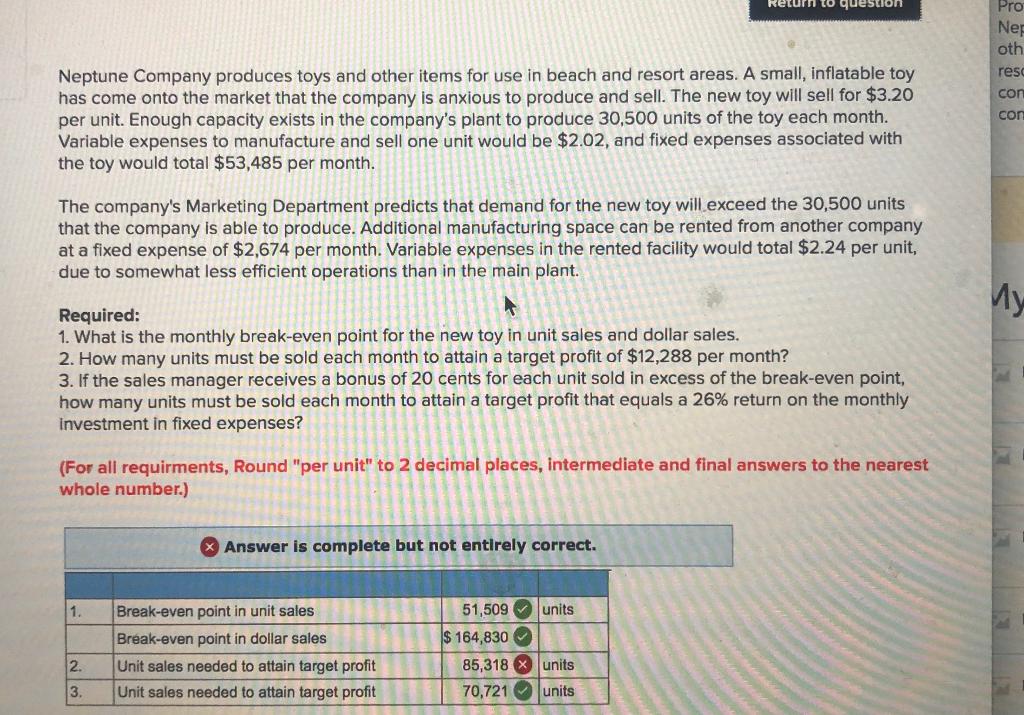 Please solve incorrect answer. Return to question Pro Nep oth resc con