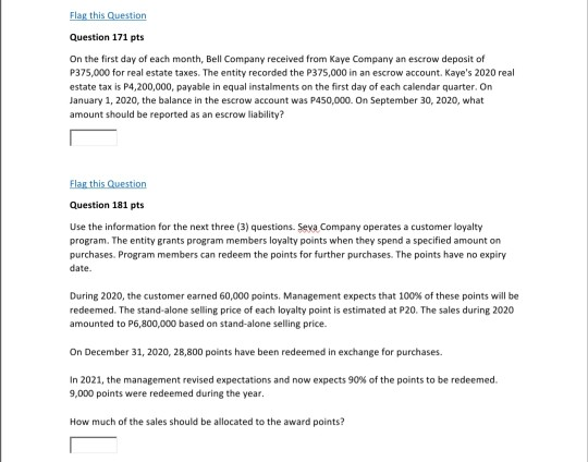  Flag this Question Question 171 pts On the first day of