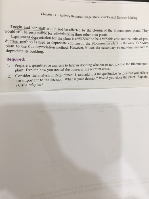 Qualitative Considerations. Traditional Analysis KarlAuto Corporation manufactures automobiles, vans, and trucks. Among