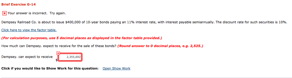 Brief Exercise G-14 Your answer is incorrect. Try again Dempsey Railroad