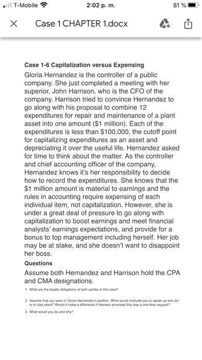  2:02 p. m. 81% .. T-Mobile X Case 1 CHAPTER 1.docx