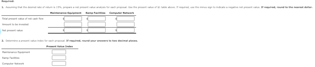 Thank you for the help! Continental Railroad Company is evaluating three capital