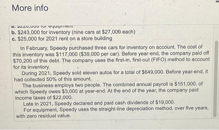 qustions to be answered. Thank you. Speedy Motors, Inc, was formed on