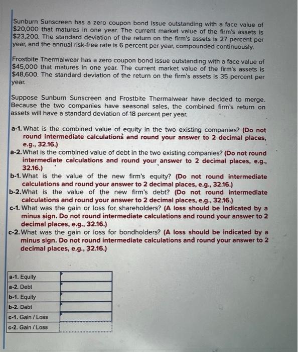  Sunburn Sunscreen has a zero coupon bond issue outstanding with a