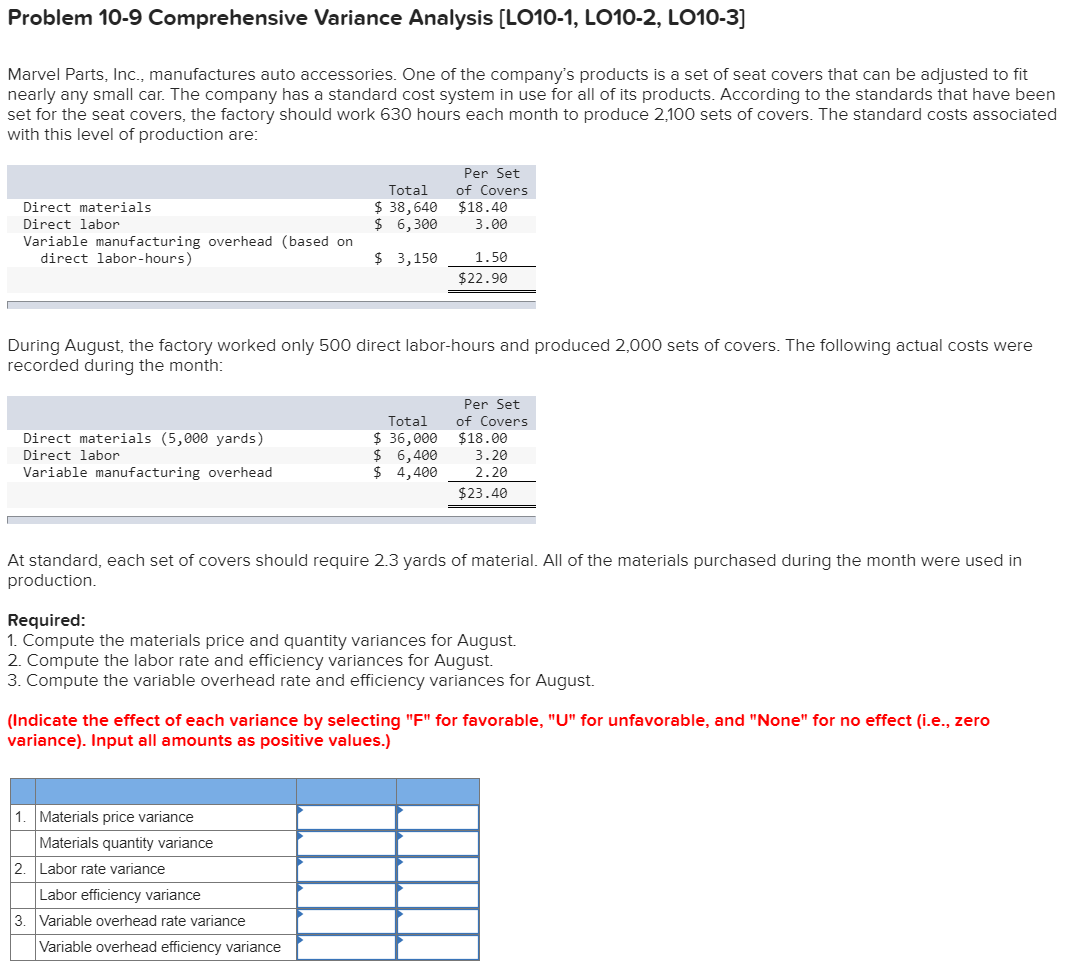 Please show all work. Thank you very much! Problem 10-9 Comprehensive