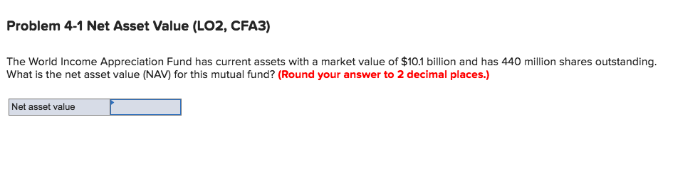  Problem 4-1 Net Asset Value (LO2, CFA3) The World Income Appreciation