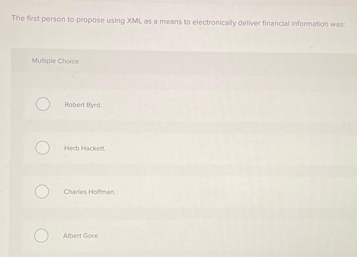  The first person to propose using XML as a means to